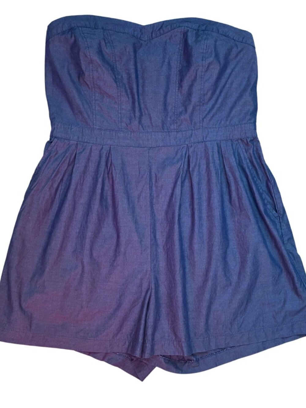 Mossimo Supply Co Blue Strapless Romper Women's XXL Coastal Cowgirl Boho Casual